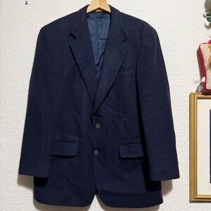 Brooks Brothers mens L Navy‎ Blue Blazer 100% Cashmere Sport Coat Jacket